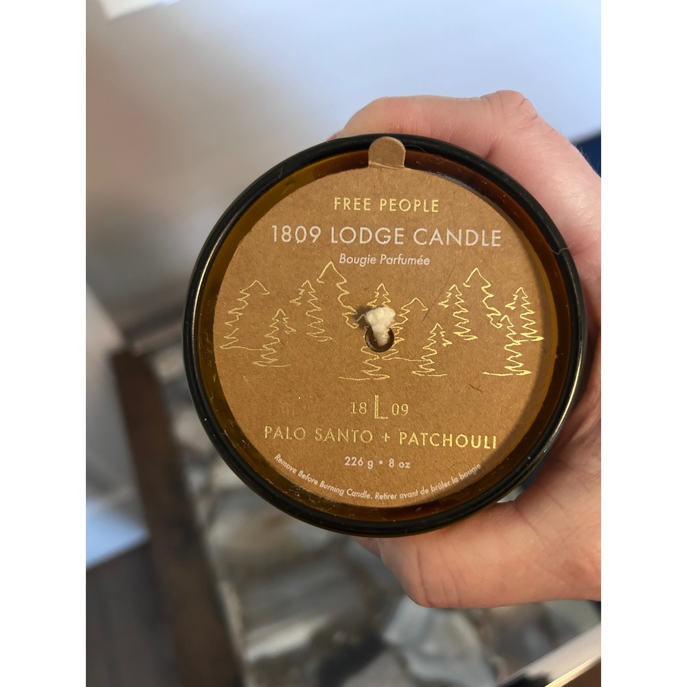 Free People 1809 Lodge Candle Palo Santo Patchouli 8 oz Amber Glass Jar NEW
